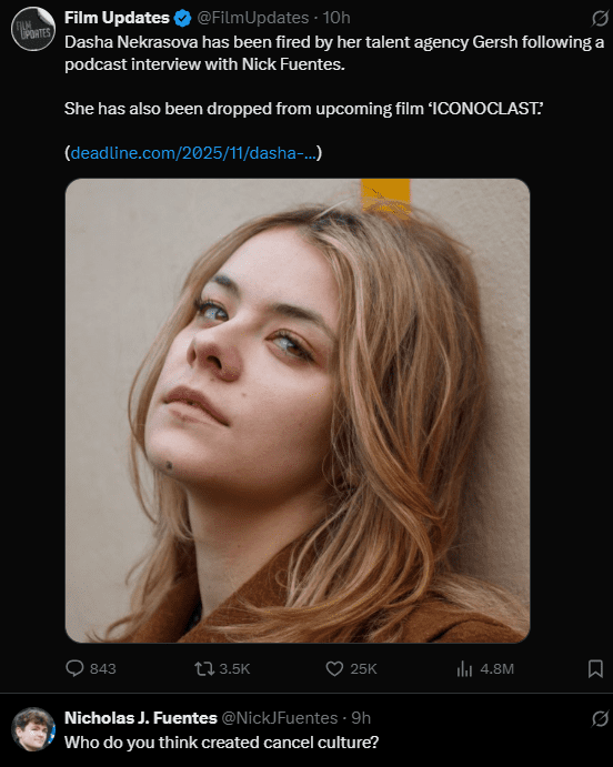 Succession Actress Dasha Nekrasova Dropped by Gersh Agency and Iconoclast Film After Nick Fuentes Podcast