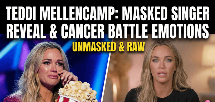 Teddi Mellencamp unmasked as the Calla Lily character standing on stage next to host Nick Cannon.
