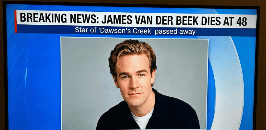 James Van Der Beek smiling on the red carpet, best known for his role as Dawson Leery