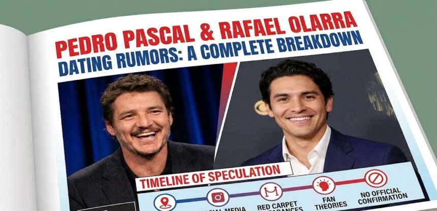 Pedro Pascal and Rafael Olarra walking arm-in-arm through the streets of New York City in winter clothing.