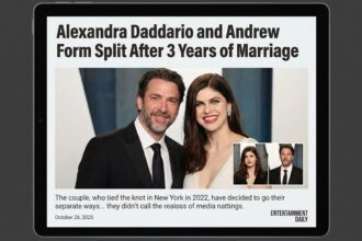 Alexandra Daddario and Andrew Form smiling together on a red carpet.