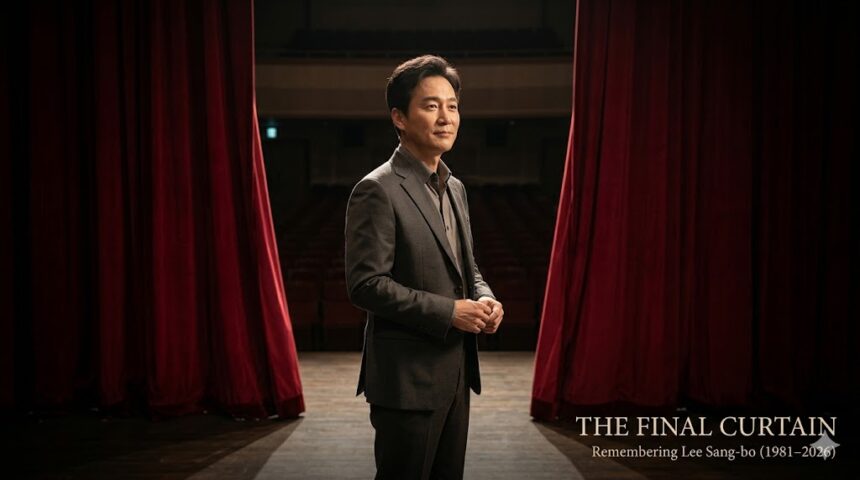 A respectful tribute portrait of South Korean actor Lee Sang-bo, reflecting on his resilient career and the tragic news of his passing in 2026.