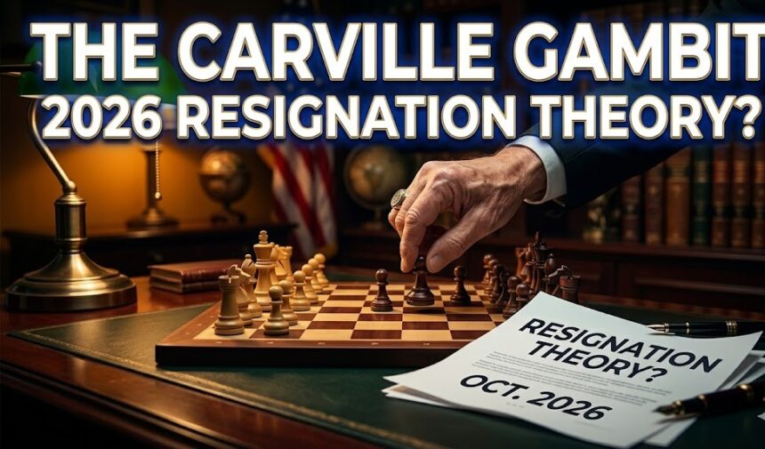 A split-screen graphic of James Carville speaking on a podcast and President Trump at a 2026 rally, symbolizing the clash of political strategies.