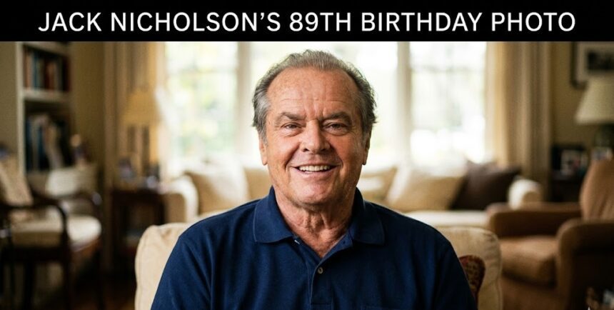 A candid, heartwarming photograph of a smiling Jack Nicholson celebrating his 89th birthday, clapping alongside music legend Joni Mitchell, originally shared via his daughter's Instagram.