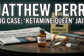 A news graphic featuring Jasveen Sangha, the "Ketamine Queen," following her 15-year prison sentencing.