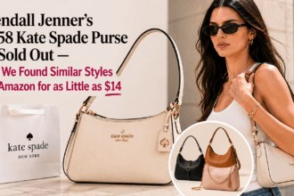A flat lay comparison of a sleek leather mini shoulder bag with an attached coin purse alongside various budget-friendly crossbody alternatives.