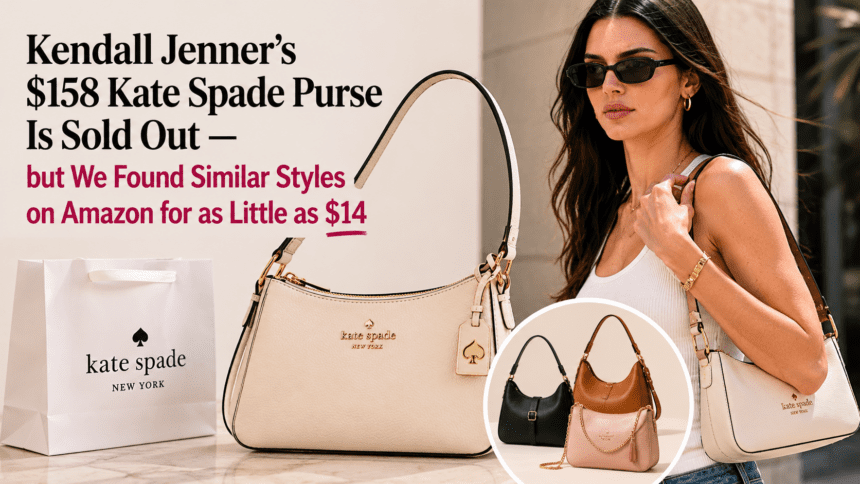 A flat lay comparison of a sleek leather mini shoulder bag with an attached coin purse alongside various budget-friendly crossbody alternatives.