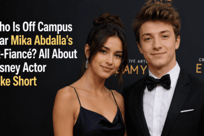 A clean, high-resolution red carpet photograph of actors Mika Abdalla and Jake Short posing together. No text overlays, no infographics, and no AI-generated elements.