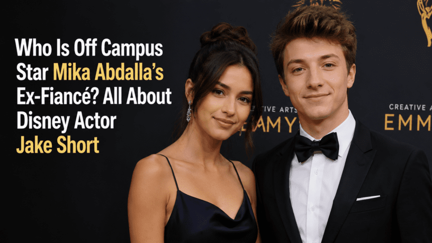 A clean, high-resolution red carpet photograph of actors Mika Abdalla and Jake Short posing together. No text overlays, no infographics, and no AI-generated elements.