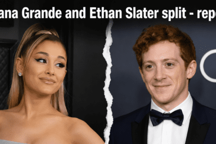 Composite image of Ariana Grande and Ethan Slater at a Wicked promotional event, highlighting their distinct professional branding.