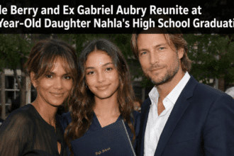 Halle Berry and Gabriel Aubry attending their daughter Nahla's high school graduation, highlighting coordinated yet distinct personal styling.