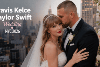 Taylor Swift and Travis Kelce walking together in New York City.