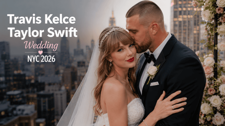 Taylor Swift and Travis Kelce walking together in New York City.
